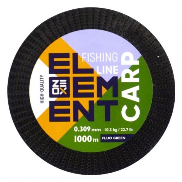 Лісочка для лову риби, ZEOX Element Carp Fluo Green, 1000м, перетин 0.309мм